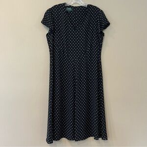 Vintage LRL 100% Silk Polka Dot Dress A Line Size 12